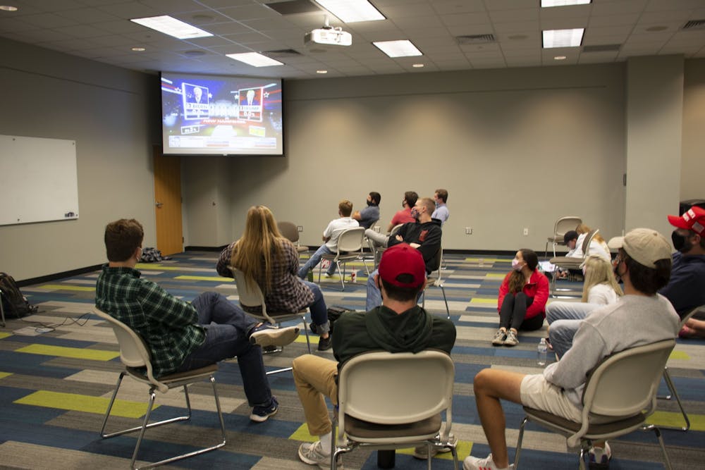 <p>Members of the College Republicans meet in the Student Center to watch 2020 senate and presidential election results on Nov. 3, 2020, in Auburn, Ala.</p>