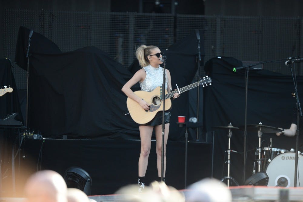 Kelsea Ballerini performs at Music and Miracles Superfest on Saturday, April 22, 2017 at Jordan-Hare Stadium in Auburn, Ala.
