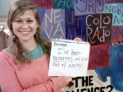 A contestant of The Challenge Photo Petition contest expresses global concerns. (Courtesy of Julia Wiard)