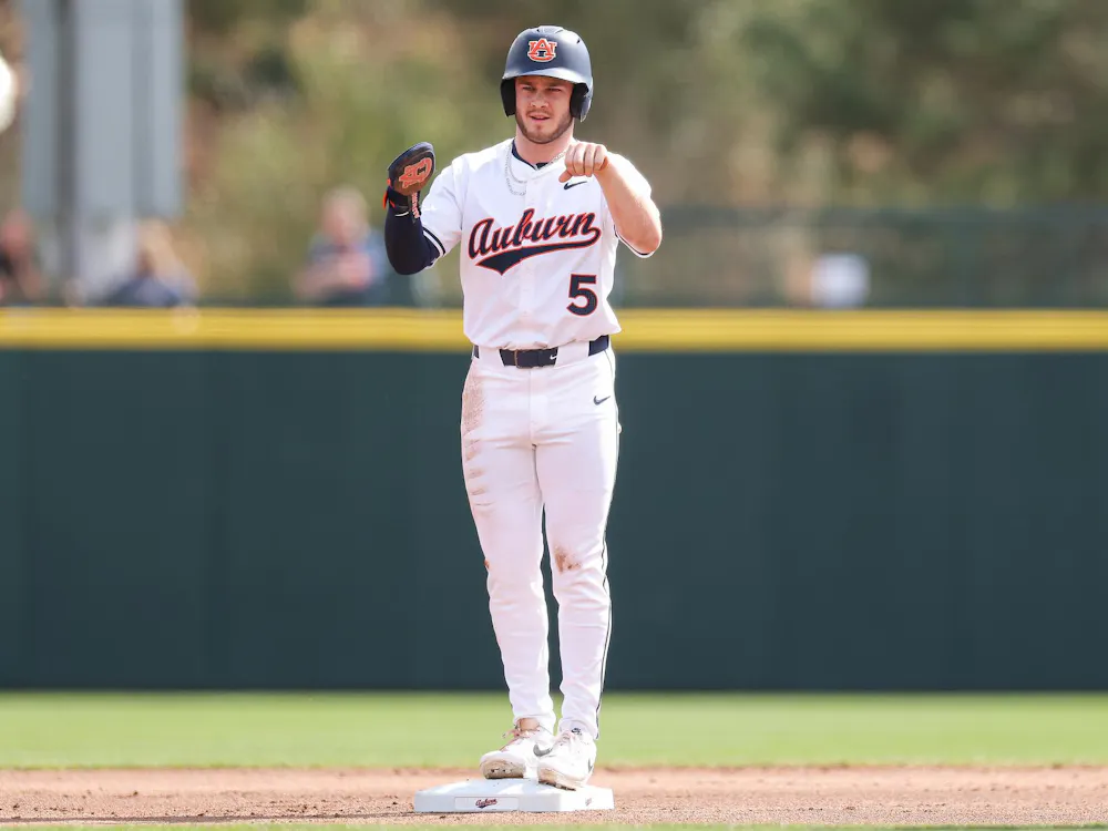 AUBURN, AL - MARCH 07 - Auburn's Bristol Carter (5) - #6 Auburn Tigers vs. Winthrop Eagles at Plainsman Park in Auburn, AL on Saturday, March 7, 2026. Photo by Zach Bland/Auburn Tigers