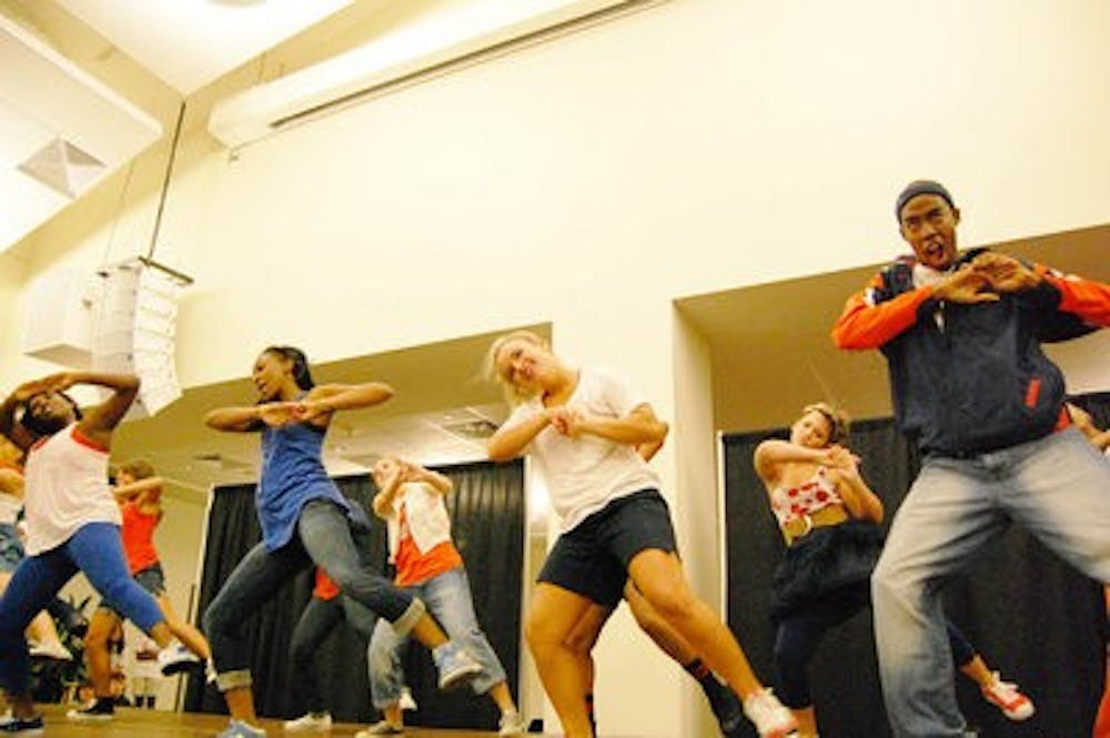 AU Rhythm busts a move at the Welcome Week Tiger Talent Show Saturday night. (Charlie Timberlake / ASSISTANT PHOTO EDITOR)