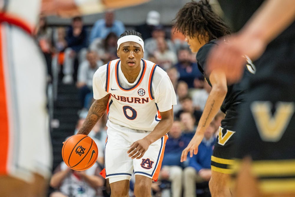 Sophomore guard Tahaad Pettiford takes the ball across midcourt in Neville Arena on Feb. 10, 2026. 