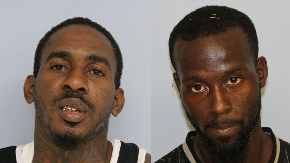 <p>Markel Jason McDaniel,&nbsp;left, and Benjamin Tremayne Pendleton, right, were arrested on felony charges of theft of property first degree.&nbsp;</p>