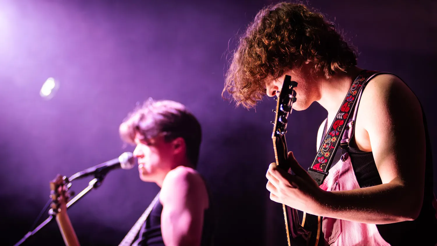 Wilson Gore (left) and Curry Jones (right) from The Band Honey perform in front of the audience at AubFest on Friday, March 20, 2026 in Auburn, Ala.