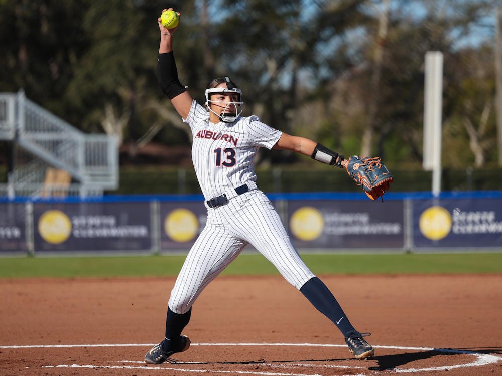 CLEARWATER, FL - FEBRUARY 08 - Auburn’s Ella Harrison (13) during the game between the Auburn Tigers and the Penn State Nittany Lions at Eddie C. Moore Complex in Clearwater, FL on Sunday, Feb. 8, 2026. Photo by David Gray/Auburn Tigers