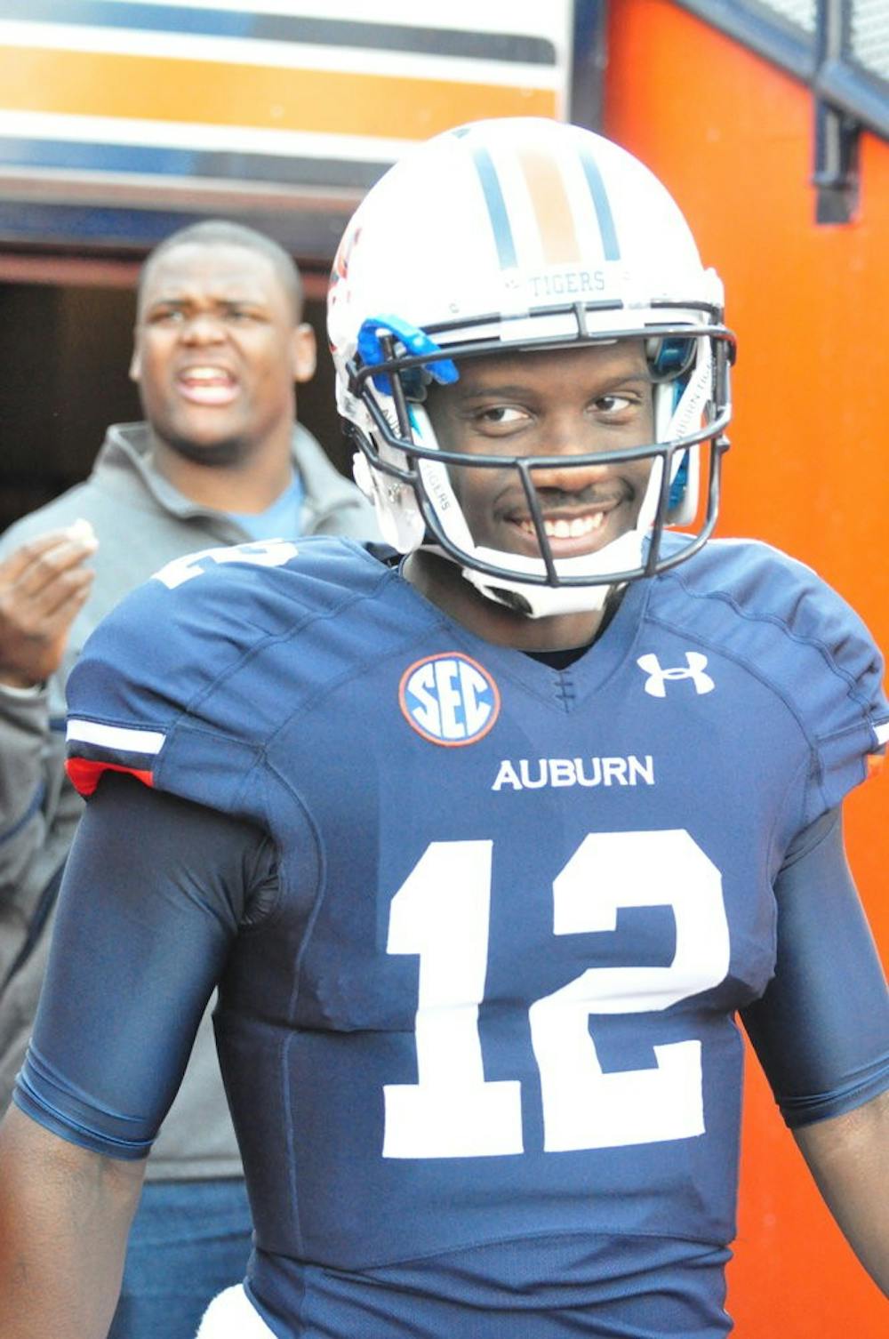 <p>Jonathan Wallace enters the field before the 2013 Iron Bowl.  Wallace recently moved from quarterback to wide receiver. (File photo)</p>