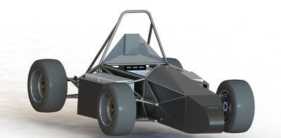 A 3-D render of the car's design made using SolidWorks.