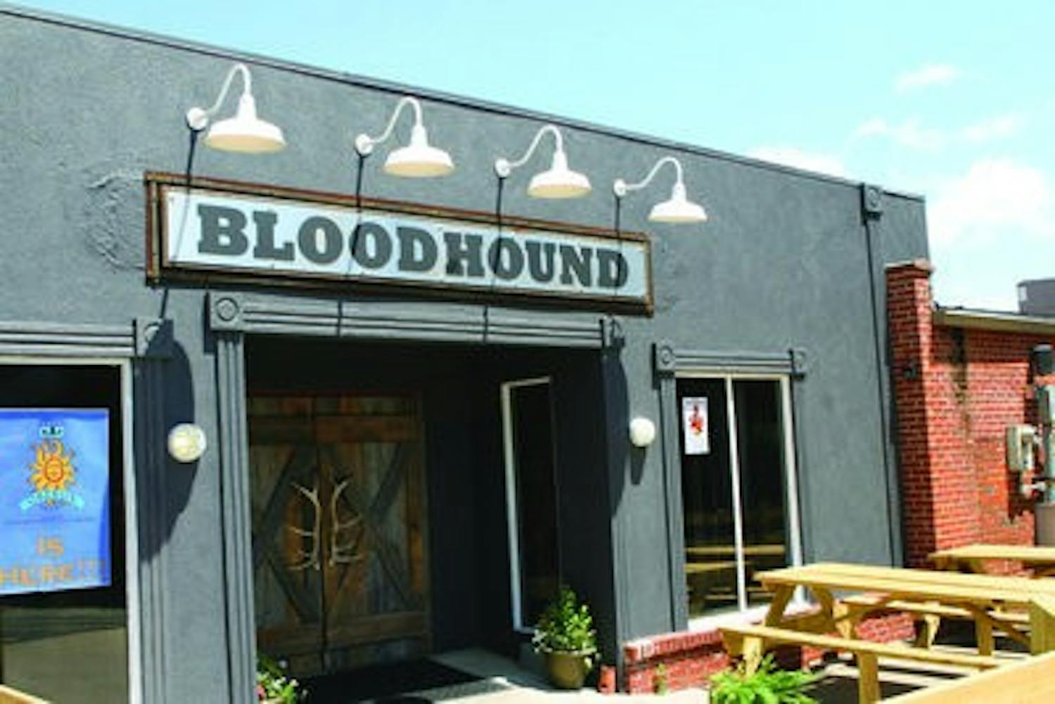 The entrance to Bloodhound Bar & Restaurant enhances the Southern atmosphere also found inside. (Rebecca Croomes / PHOTO EDITOR)
