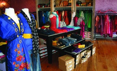 Ellie, a boutique on South College Street, displays its fashions for springtime.