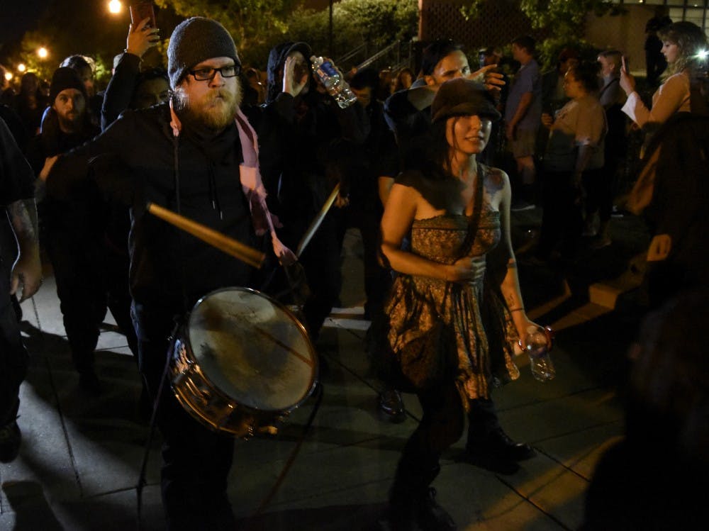 Protesters outside the Richard Spencer event on April 18, 2017 in Auburn, Ala.