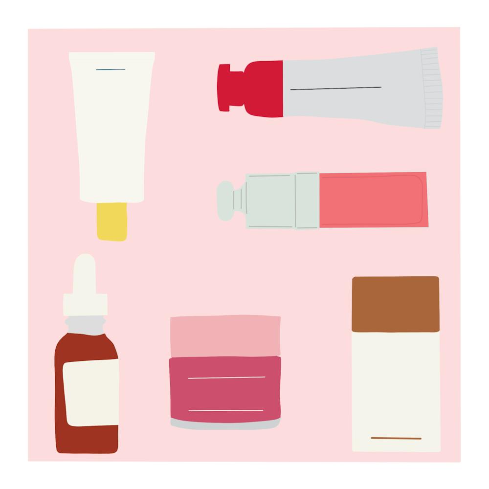 Outline of clean girl products to represent the current trends.