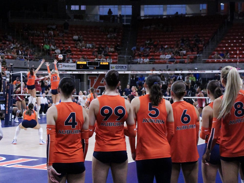 A look behind the bench at Neville Arena during a volleyball match between Auburn and Alabama on Sept, 26, 2025.