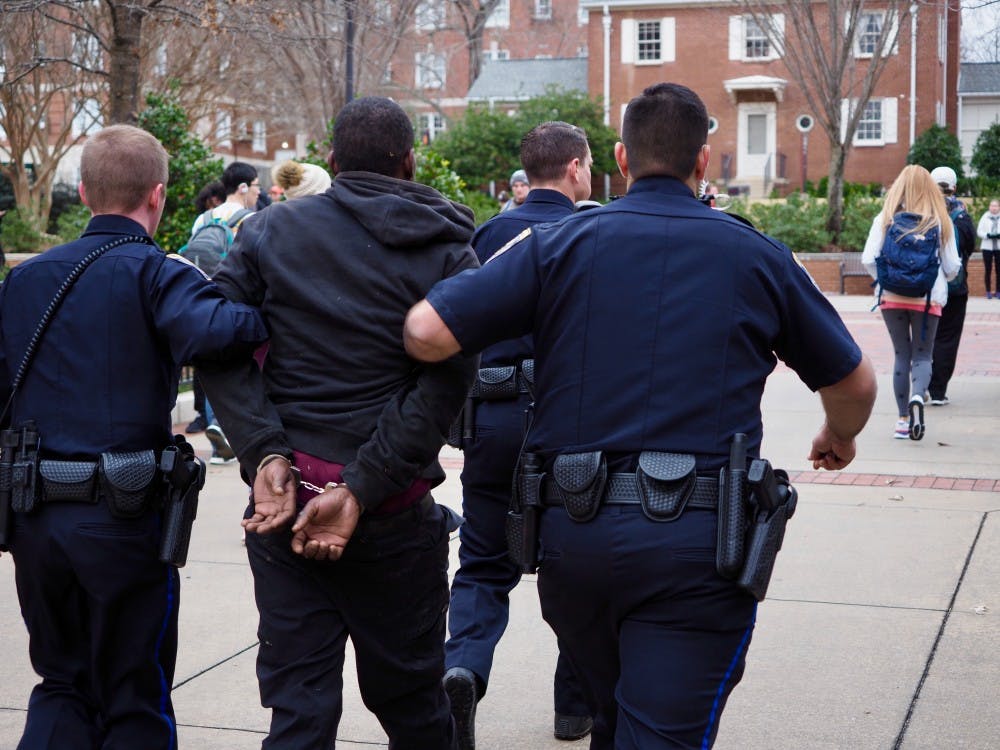 <p>The Auburn Police Department took a man into custody on campus on Thursday, Jan. 24, 2019 in Auburn, Ala.</p>