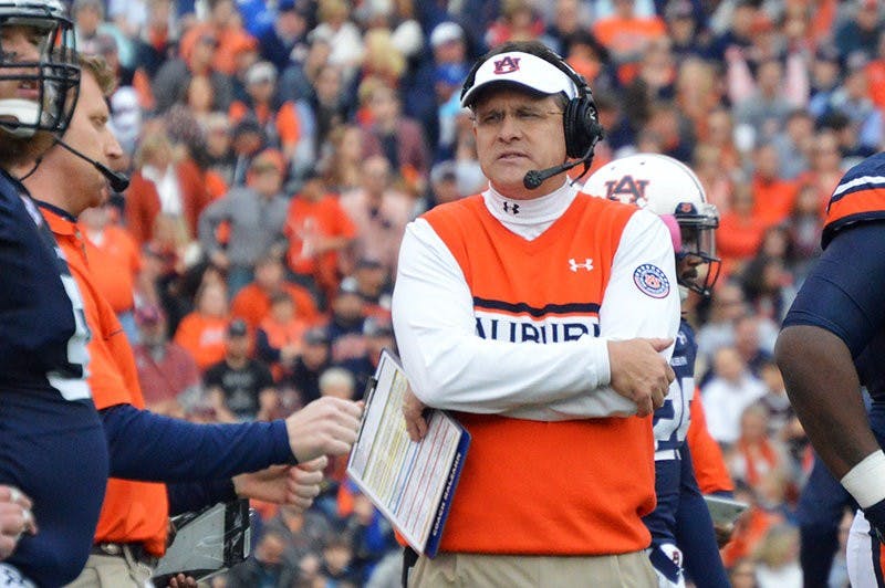 Coach Malzahn during the first half of Texas A&M vs Auburn at Auburn, AL on Nov 8, 2014. (Emily Enfinger | Assistant Photo Editor)