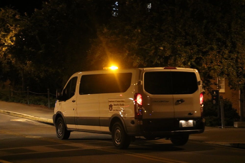 Auburn University Security Shuttle picks up students during night hours on Thursday Aug. 30 in Auburn, Ala. 