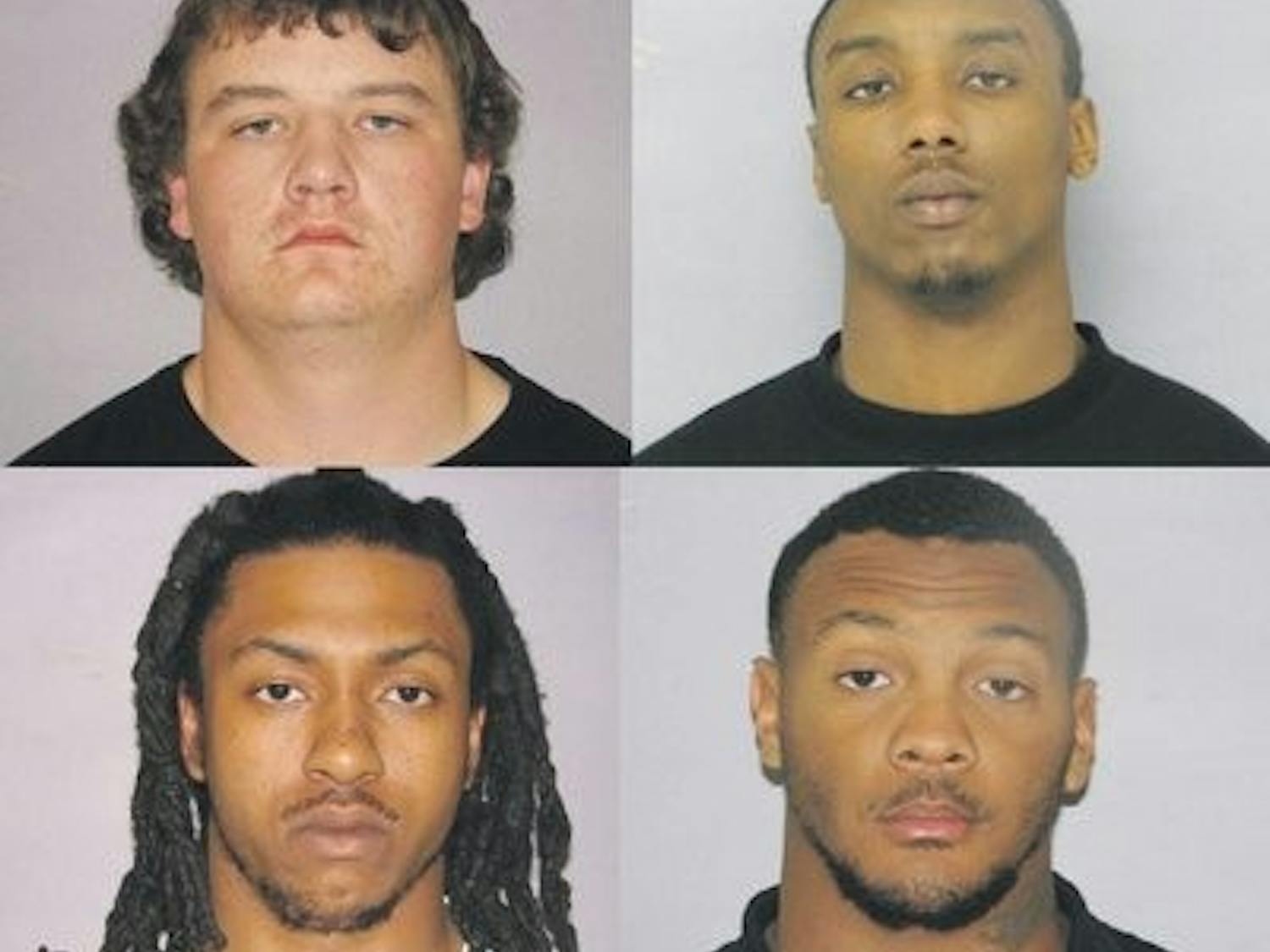 Four Auburn players, (clockwise, from top left) Dakota Mosley, Antonio Goodwin, Shaun Kitchens and Antonio Goodwin were arrested for first-degree robbery of a mobile home. (Contributed)