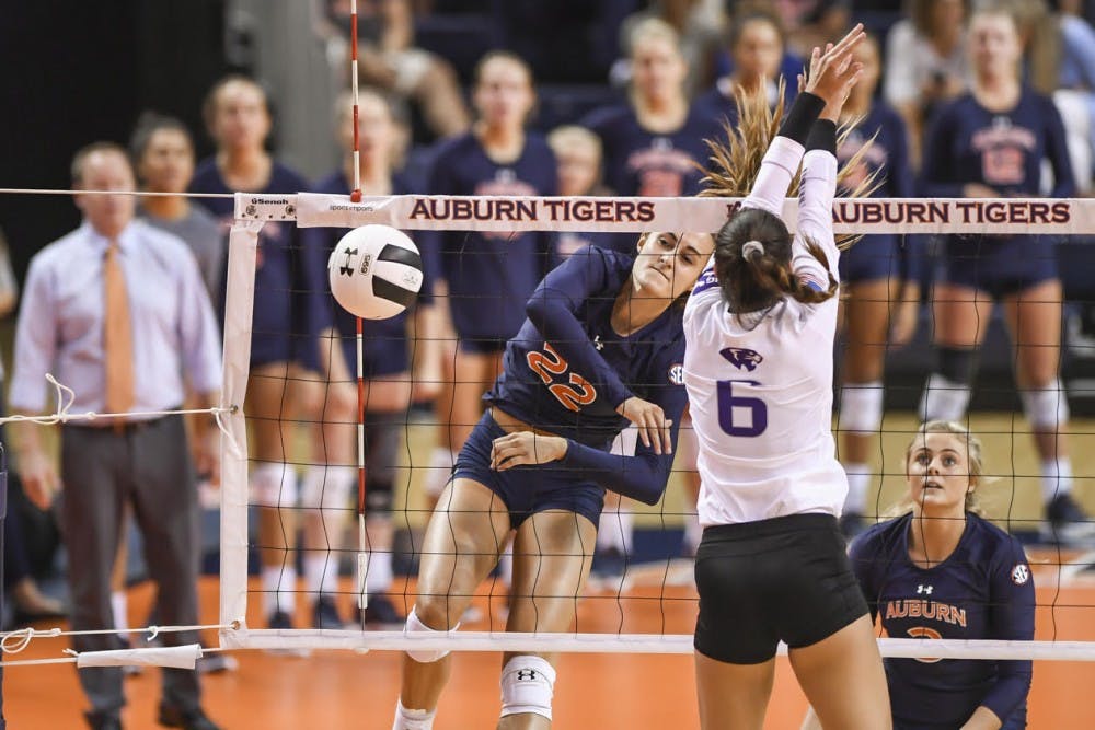 Anna Stevenson (22).Auburn volleyball vs High Point on Friday, August 24, 2018, in Auburn, Ala.