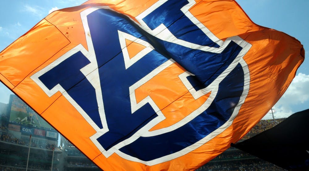 The Auburn flag flies prior to the opening kickoff.
Auburn @ LSU on Saturday, September 19, 2015 in Baton Rouge, LA.