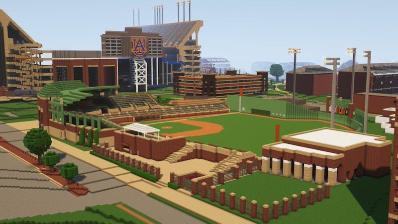 A view of Plainsman Park and Jordan-Hare stadium from The Auburn Minecraft Project.