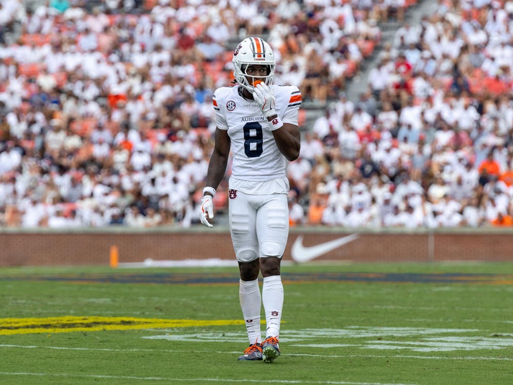Cam Coleman prepares for a route in Jordan Hare on Sep 13, 2025.