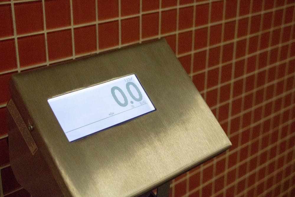 The scale in the Auburn University Recreation and Wellness Center on March 1, 2018.