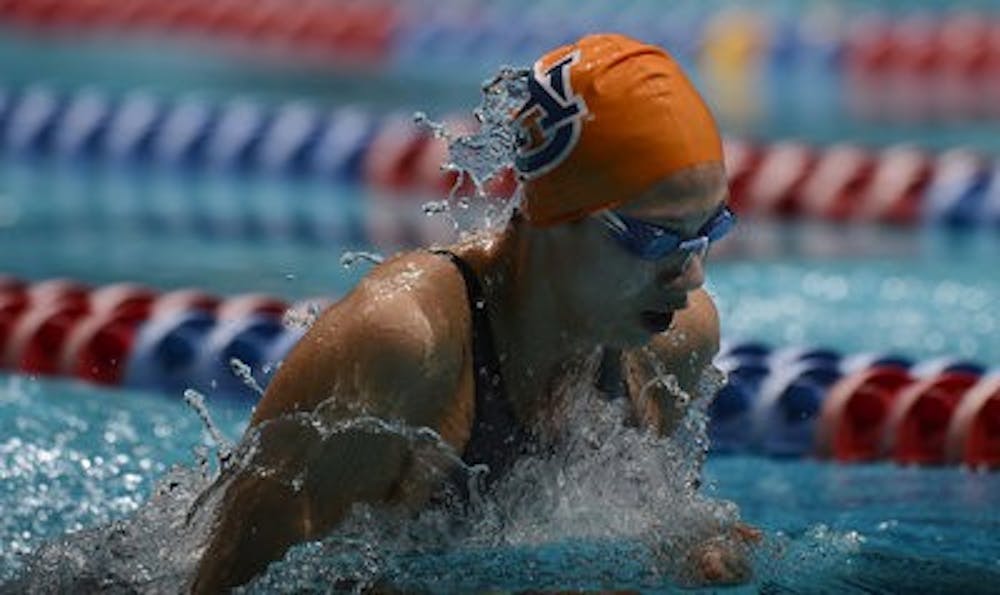 Micah Lawrence swims in the B final of the 200 yard breaststroke. (Todd Van Emst / AUBURN ATHLETICS PHOTOGRAPHER)