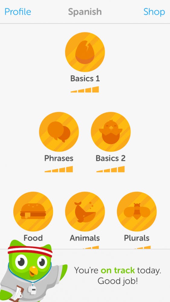 Duolingo tracks your daily language-learning progress. (Kyle Nazario | Intrigue Editor) 
