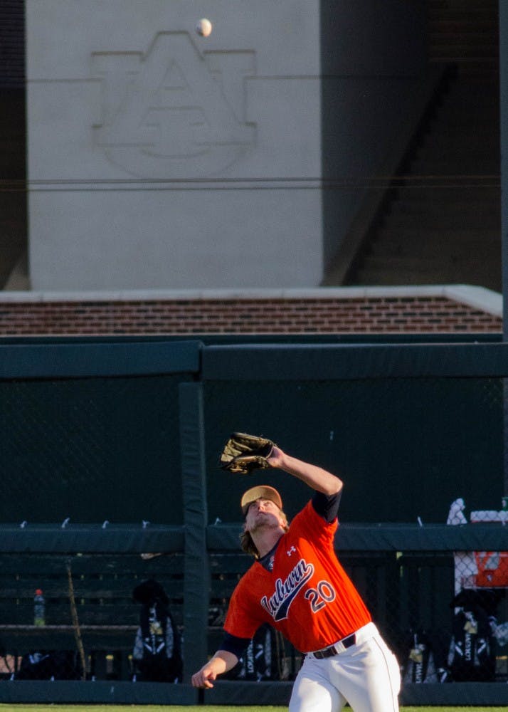 Daniel Robert (20) prepares to make a catch during the Alabama State vs Auburn baseball game at Plainsman Park in Auburn, Ala., on Tuesday, March 23, 2016. Auburn defeated ASU 11-0.