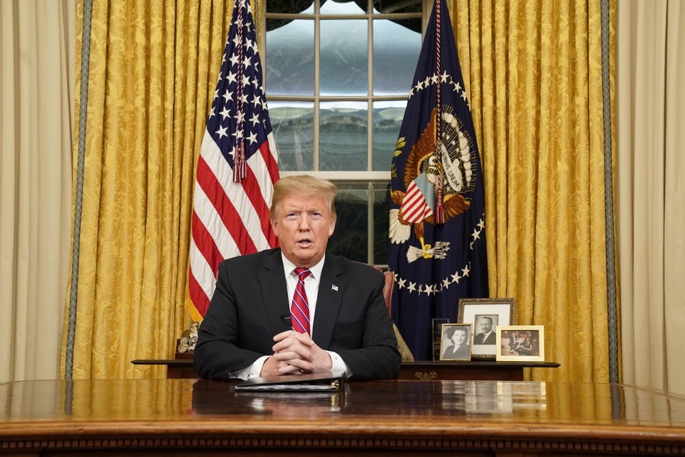 President Donald Trump speaks to the nation in a prime-time address from the Oval Office of the White House on Tuesday, Jan. 8, 2019, in Washington, D.C. (Carlos Barria/Getty Images/Pool/Abaca Press/TNS)