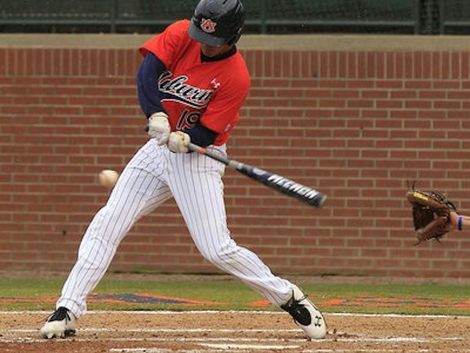 Jackson Burgreen hits a home run for Auburn. (Courtesy of AUBURN ATHLETICS)
