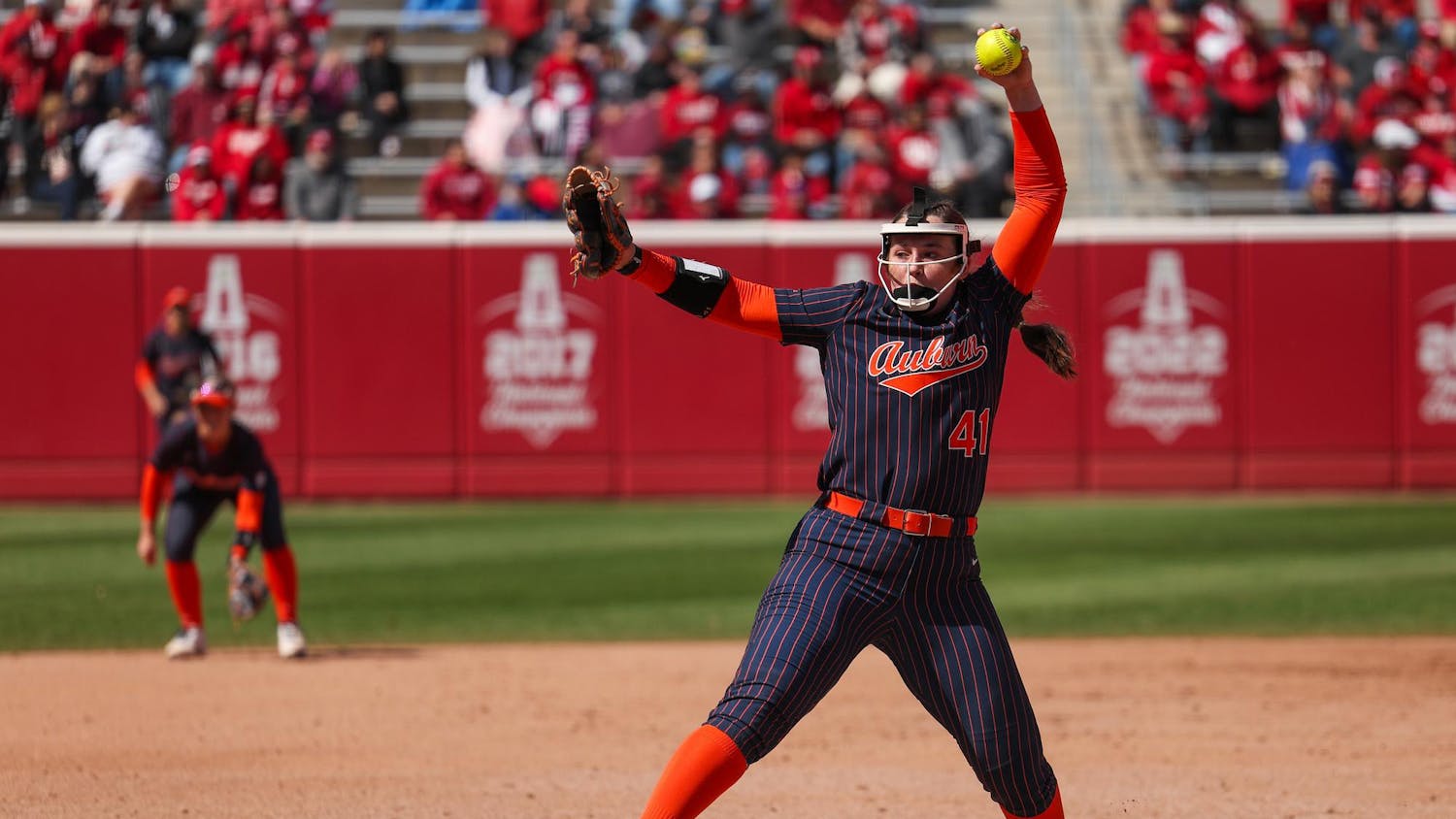 NORMAN, OK - MARCH 15 - Auburn’s Abby Herndon (41) during the game between the Auburn Tigers and the #6 Oklahoma Sooners at Love's Field in Norman, OK on Sunday, March 15, 2026. Photo by David Gray/Auburn Tigers