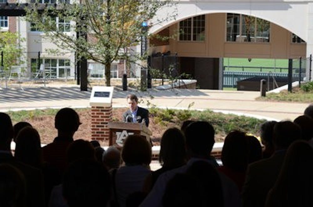 Guy May speaking at the dedication. (Raye May | Photo Editor)