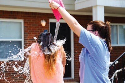 The ice bucket challenge raises money for ALS research.