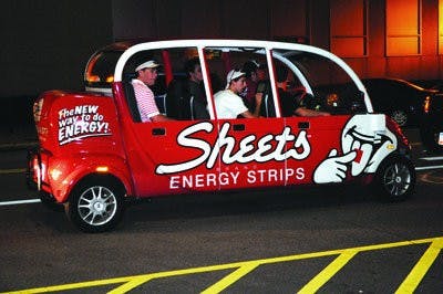 One of the Gotcha Cars takes a car load of people to their next destination. (Christen Harned/ASSISTANT PHOTO EDITOR)