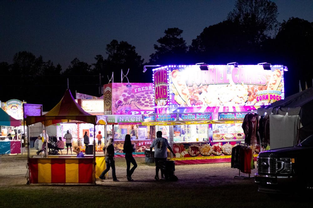 A view of the many food vendors at the Lee County fair on Wednesday, Oct. 1, 2025. 