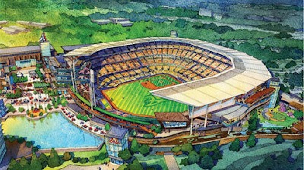 The new Atlanta Braves stadium, located in the Cumberland/Galleria area of Cobb County,  is set to open in 2017. (Contributed by Braves.com)