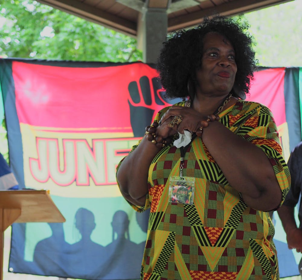 <p>Ward 1 City Council member Connie Fitch-Taylor at the first annual Juneteenth celebration at Sam Harris Park on June 19, 2021, in Auburn, Ala.</p>