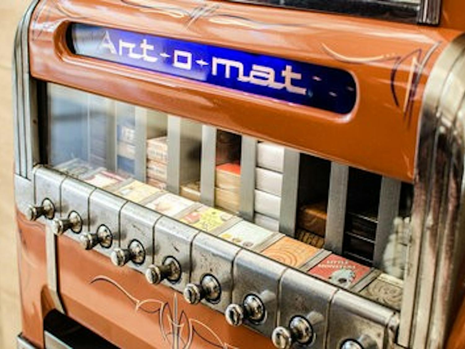 An Art-o-mat is a vintage cigarette machine transformed into vendors of handmade art.