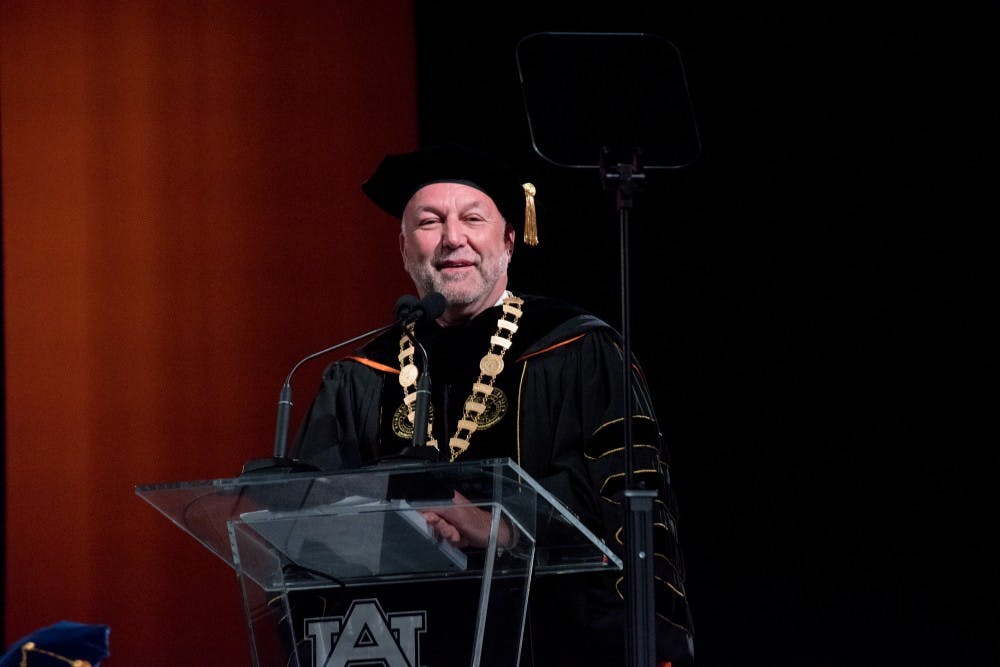 <p>Steven Leath speaks to the audience at the Installation of the Nineteenth President ceremony on Thursday, March 9, 2018, in Auburn, Ala.</p>