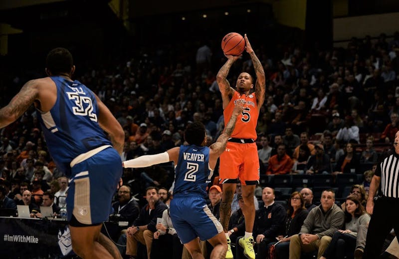 J'Von McCormick (5) shoots during Auburn basketball vs. Saint Louis on Dec. 14, 2019, in Birmingham, Ala. Via Kamp Fender/Auburn Athletics 