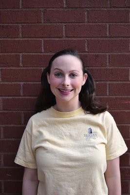 Sarah-Jean Peters, senior in theatre, plays the role of the dog Sylvia in the theatre department's latest poduction, which opens Thursday at 7:30 p.m. (Danielle Lowe / ASSISTANT PHOTO EDITOR)