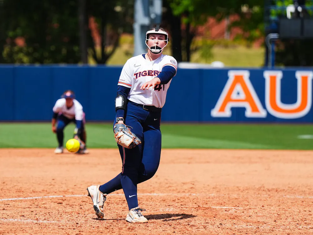 AUBURN, AL - APRIL 26 - Auburn’s Abby Herndon (41) during the game between the Auburn Tigers and the #23 Ole Miss Rebels at Jane B. Moore Field in Auburn, AL on Sunday, April 26, 2026.
Photo by Grace Fountain/Auburn Tigers