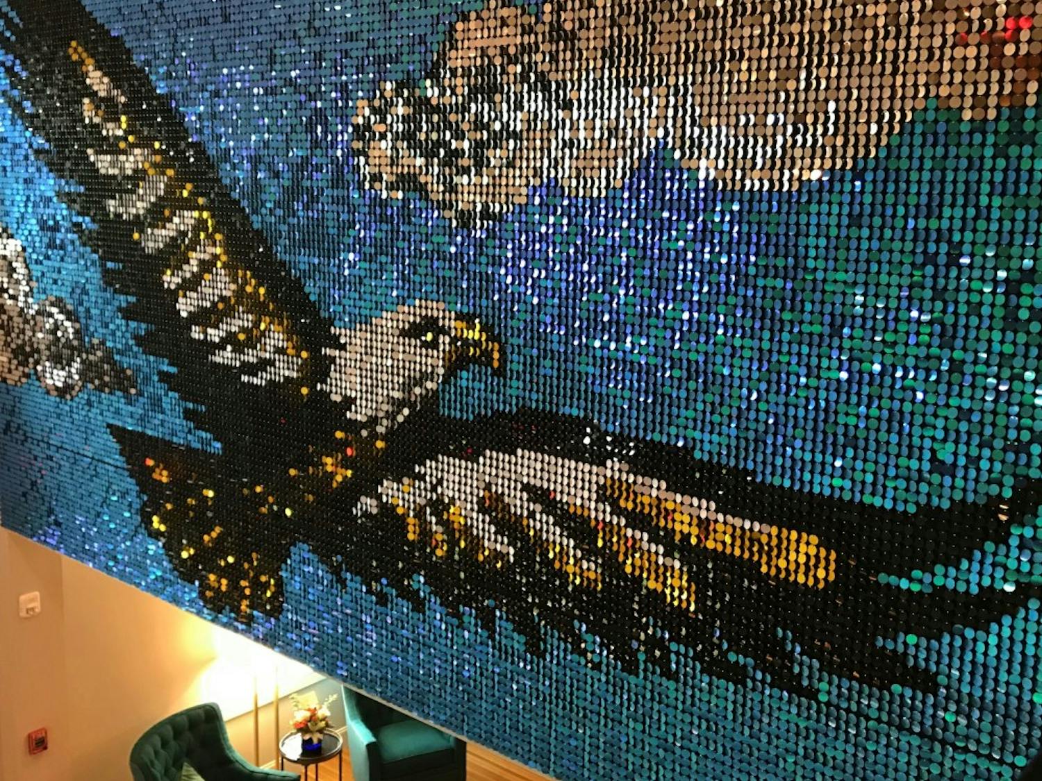The Eagle mural that fills the wall in the lobby of The&nbsp;Collegiate&nbsp;Hotel at Auburn Friday, June 15, 2018 in Auburn, Ala.&nbsp;