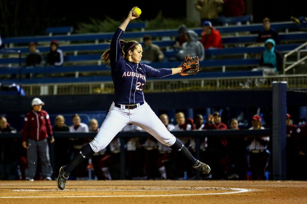 Lexi Davis delivering a pitch. (Kenny Moss | Asst. Photo Editor)
