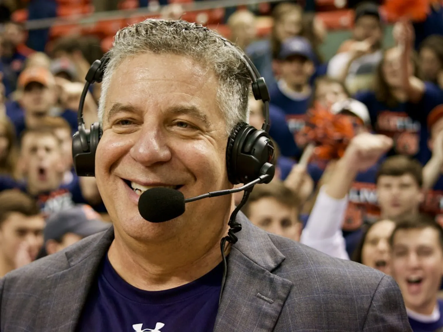 Coach Bruce Pearl smiles during a post-game interview, during Auburn vs. LSU on Sat, Jan. 27, 2018.
