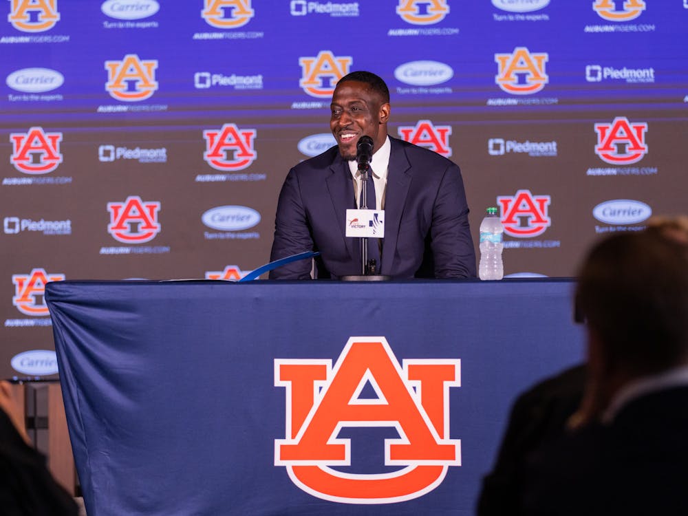Auburn women's basketball Head Coach Larry Vickers during his introductory press conference on March 24, 2025.
