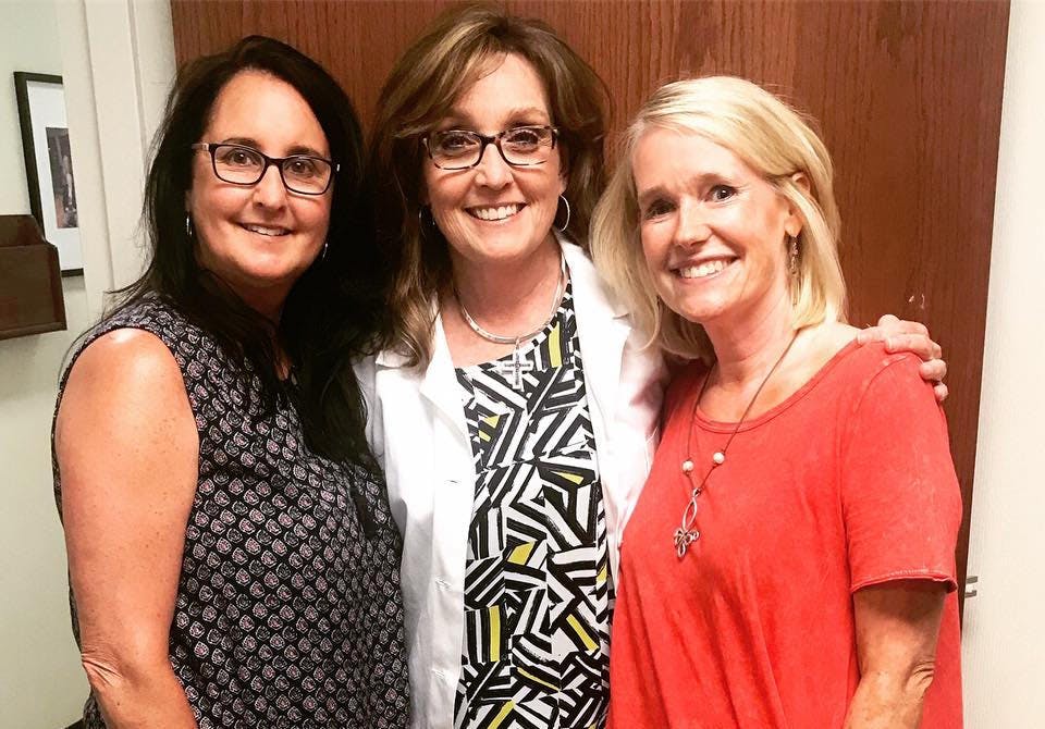 Lori Lee, left, and Allyson Allred, right, both attended Auburn and were both diagnosed with ocular melanoma.