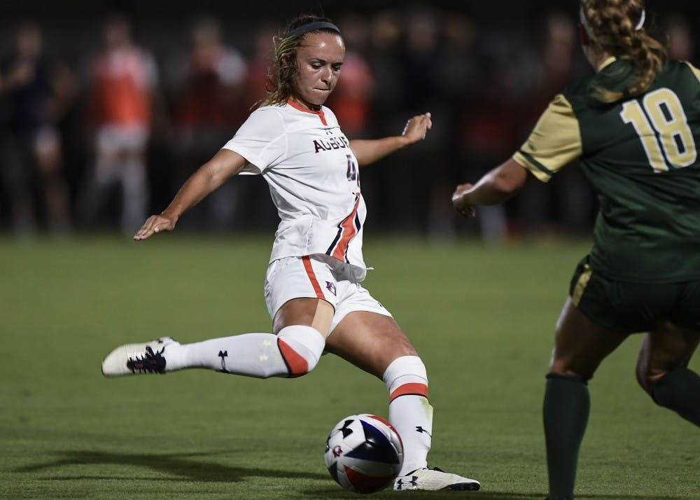 Bri Folds (4) Auburn Soccer vs UAB on Friday, Aug. 24, 2018, in Auburn, Ala. Cat Wofford/Auburn Athletics
