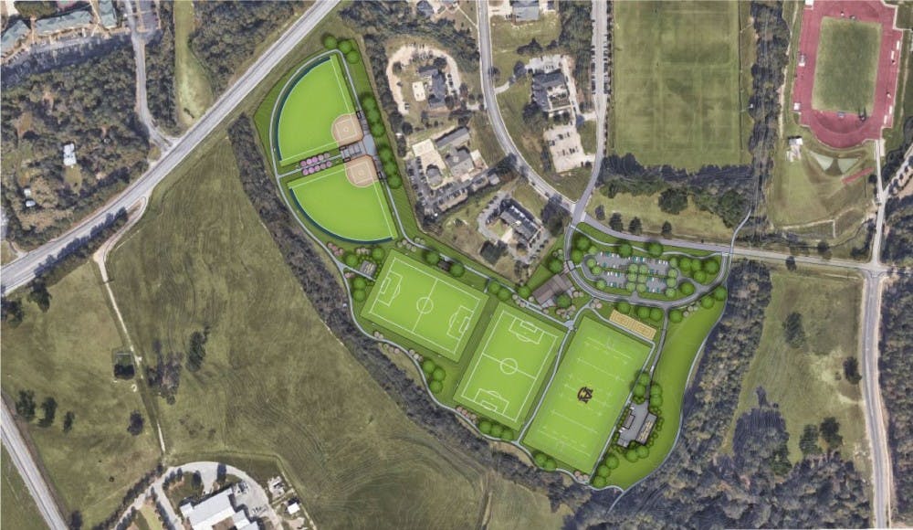 <p>Design rendering of the site&nbsp;plan for the recreation field expansion project.&nbsp;</p>