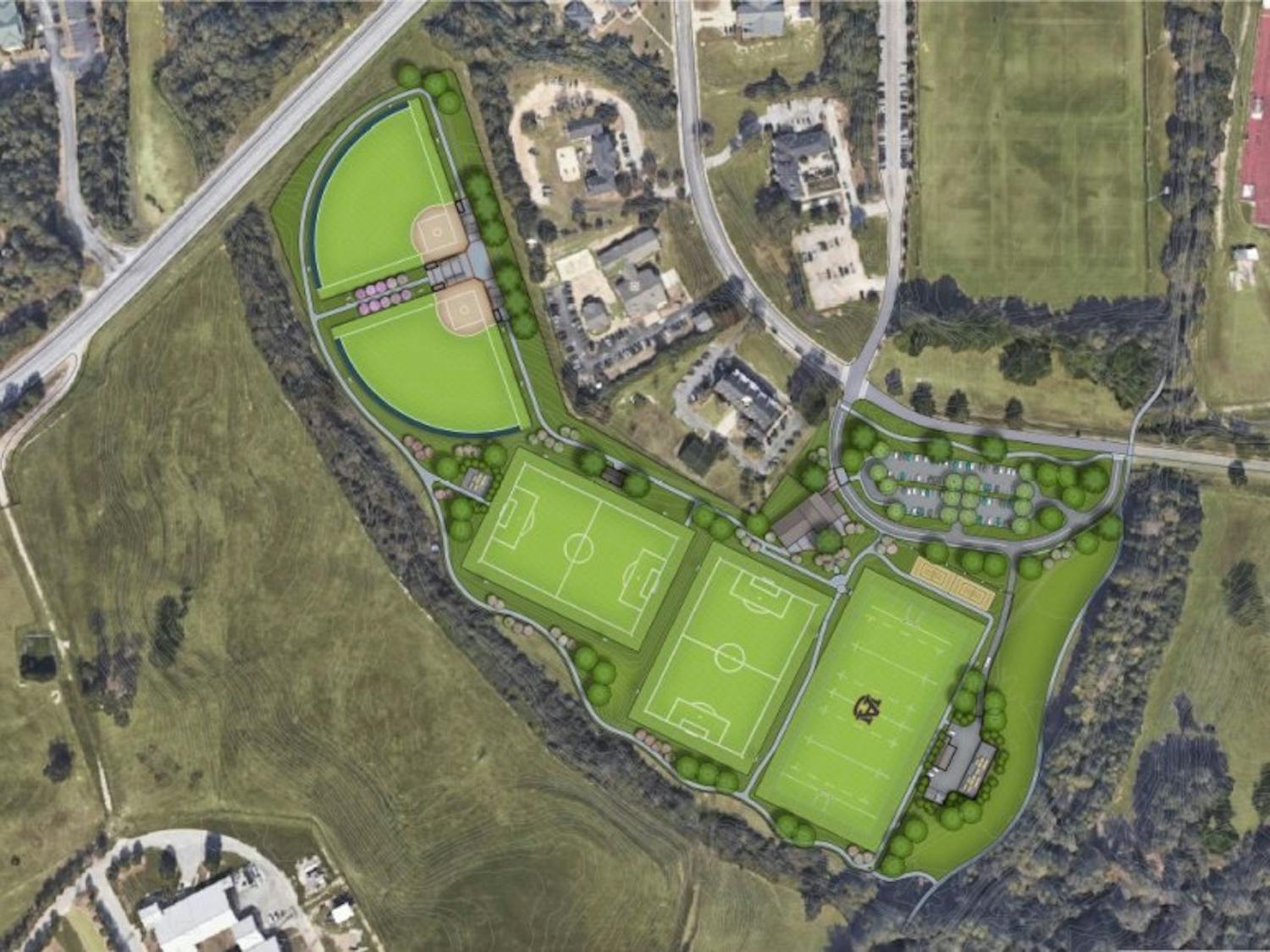 Design rendering of the site&nbsp;plan for the recreation field expansion project.&nbsp;